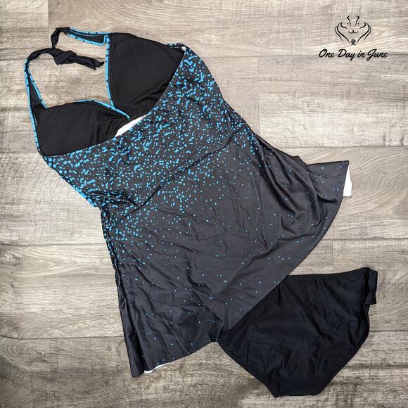 Tabana Halter V Neck Cross Front Tankini Swimsuit Size L - Picture 4 of 4